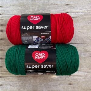 Red Heart Super Saver Slightly Less than 7 Oz Each Red & Green